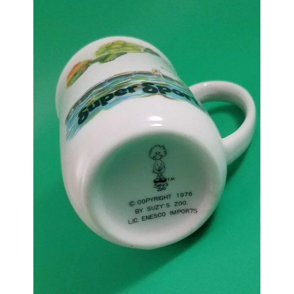 Vintage Suzy's Zoo Coffee Mugs 1976 Enesco 2x Super Sport Turtle and Mowing bear